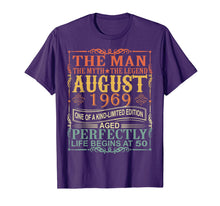 Ladda upp bild till gallerivisning, 1969 Man Myth Legend August 50th Bday Gifts 50 yrs old T-Shirt 250943
