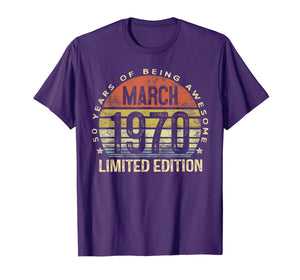 50 Year Old Gifts March 1970 Limited Edition 50th Birthday T-Shirt-163364