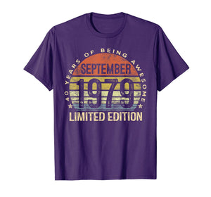 Born September 1979 Limited Edition Bday Gifts 40th Birthday T-Shirt 94085