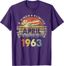 Ladda upp bild till gallerivisning, 60 årspresent 60 år gammal fantastisk sedan april 1963 T shirt
