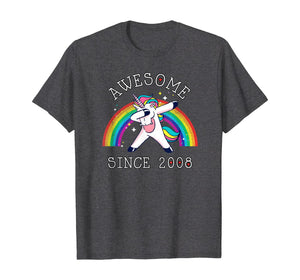 Dabbing Unicorn Birthday Girl Gifts 11 Years Old Since 2008 T-Shirt 214860