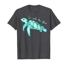 Ladda upp bild till gallerivisning, Sea green turtle watercolor, Go with the flow, funny T-Shirt 377820
