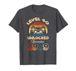 Funny Level 1979 Unlock November 40th Birthday Gifts Gamer T-Shirt 602090