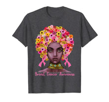 Ladda upp bild till gallerivisning, Pink Ribbon Afro Flowers Hair Black Queen Breast Cancer T-Shirt 385424

