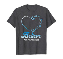 Ladda upp bild till gallerivisning, Blue and White Butterflies Heart Believe ALS Awareness Gifts TShirt554719
