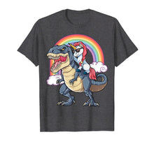 Ladda upp bild till gallerivisning, Funny shirts V-neck Tank top Hoodie sweatshirt usa uk au ca gifts for Unicorn Riding Dinosaur T rex Shirt Boys Girls Kids Rainbow 1906152
