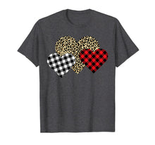 Ladda upp bild till gallerivisning, Funny Leopard And Buffalo Plaid Printed Love Heart Gifts T-Shirt--

