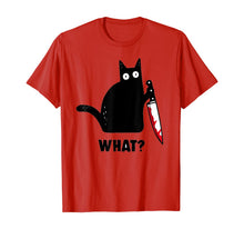 Ladda upp bild till gallerivisning, Cat What? Funny Black Cat Shirt, Murderous Cat With Knife T-Shirt 48352
