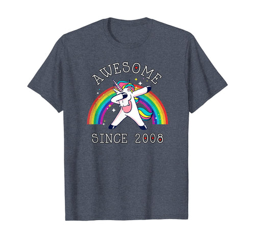Dabbing Unicorn Birthday Girl Gifts 11 Years Old Since 2008 T-Shirt 214860