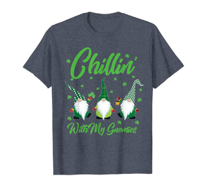 Chillin With My Gnomies Plaid St Patricks Day Gifts T-Shirt-5896071