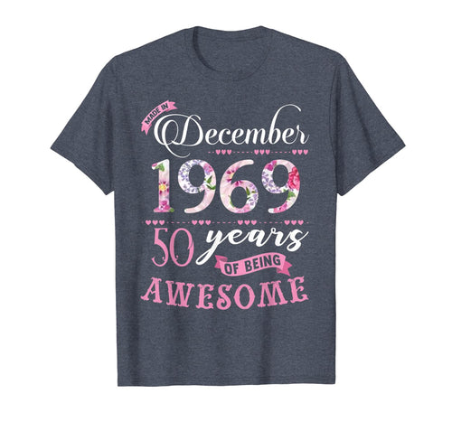 Birthday Gifts Floral Tee for Womens Born in December 1969 T-Shirt 1140919