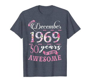 Birthday Gifts Floral Tee for Womens Born in December 1969 T-Shirt 1140919