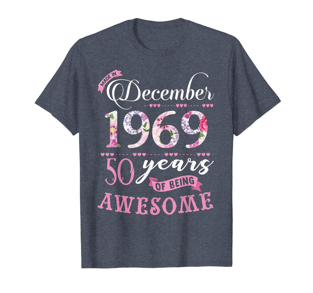 Birthday Gifts Floral Tee for Womens Born in December 1969 T-Shirt 1140919