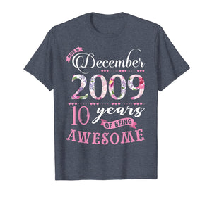 Birthday Gifts Floral Tee for Girls Born in December 2009 T-Shirt 1469641