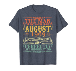 1969 Man Myth Legend August 50th Bday Gifts 50 yrs old T-Shirt 250943
