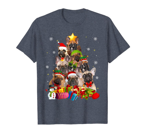 Funny French Bulldog Christmas Tree Gifts Xmas T-Shirt 605883
