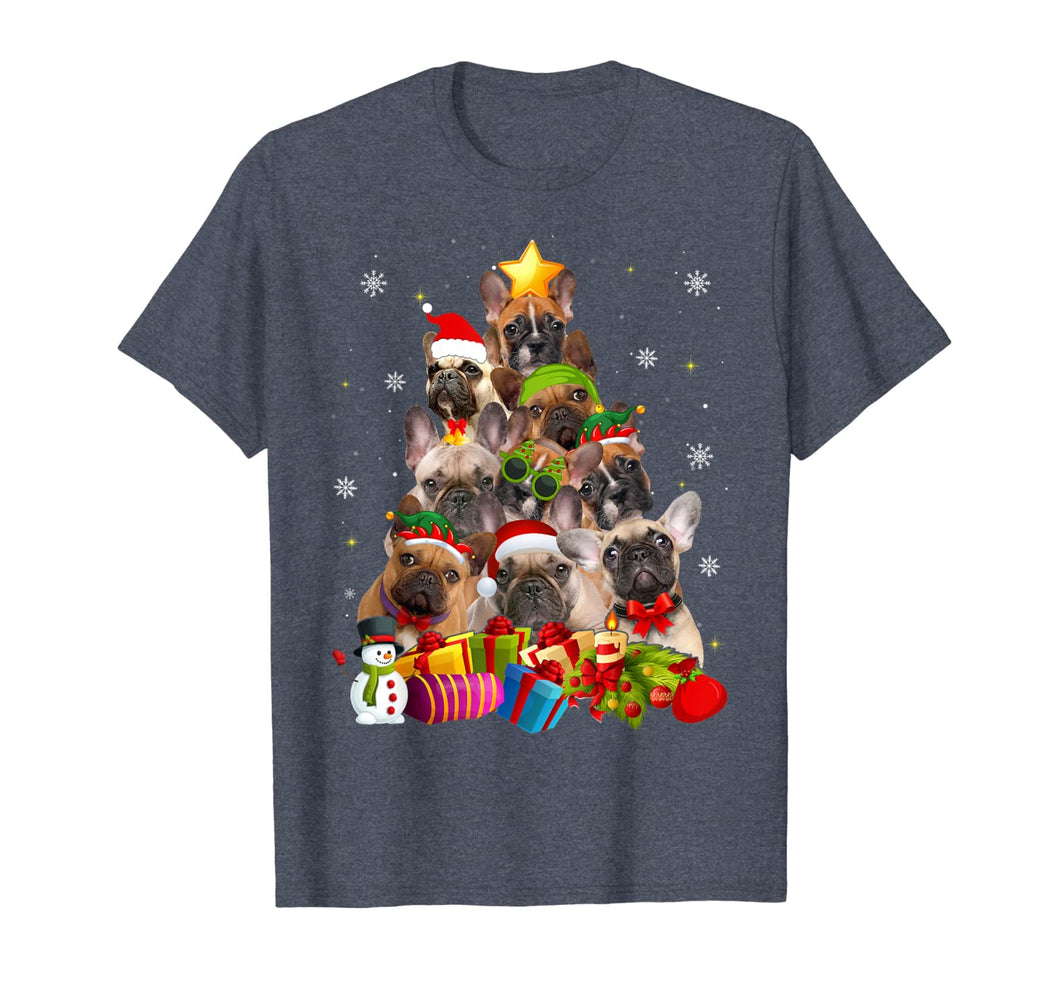 Funny French Bulldog Christmas Tree Gifts Xmas T-Shirt 605883