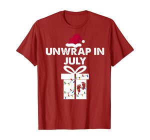 Funny shirts V-neck Tank top Hoodie sweatshirt usa uk au ca gifts for Christmas Pregnancy Announcement Gifts Unwrap In July T-Shirt 370200