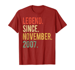 Funny shirts V-neck Tank top Hoodie sweatshirt usa uk au ca gifts for 12 years old Gifts Shirt- Legend Since November 2007 T-Shirt 126109