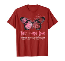 Ladda upp bild till gallerivisning, Faith Hope Love Pink Butterfly Breast Cancer Awareness T-Shirt 71117
