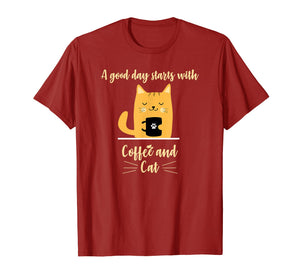 Funny shirts V-neck Tank top Hoodie sweatshirt usa uk au ca gifts for A good day starts with Coffee, Orange Cat Lover Tshirt Gifts 3725759