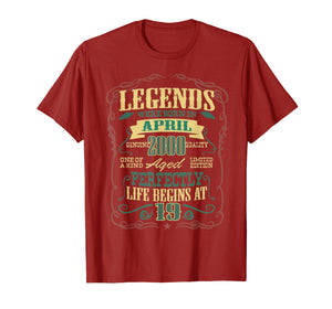 Funny shirts V-neck Tank top Hoodie sweatshirt usa uk au ca gifts for 19th Birthday Gifts The Man Myth Legend April 2000 T-Shirt 1983324