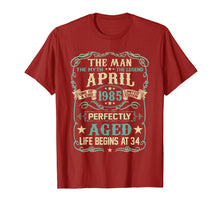 Ladda upp bild till gallerivisning, Funny shirts V-neck Tank top Hoodie sweatshirt usa uk au ca gifts for 34th Birthday Gifts The Man Myth Legend APRIL 1985 T-Shirt 2368731
