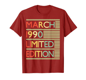 30 Years Old Shirt 30th Birthday Gifts Women Men March 1990 T-Shirt-73700