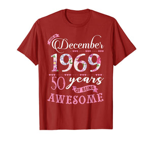 Birthday Gifts Floral Tee for Womens Born in December 1969 T-Shirt 1140919
