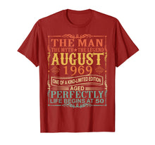 Ladda upp bild till gallerivisning, 1969 Man Myth Legend August 50th Bday Gifts 50 yrs old T-Shirt 250943
