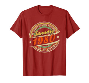 Funny shirts V-neck Tank top Hoodie sweatshirt usa uk au ca gifts for Born In JANUARY 1980 Limited Edition 40th Birthday Gifts T-Shirt 996655