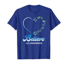 Ladda upp bild till gallerivisning, Blue and White Butterflies Heart Believe ALS Awareness Gifts TShirt554719
