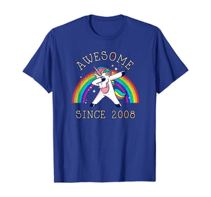 Dabbing Unicorn Birthday Girl Gifts 11 Years Old Since 2008 T-Shirt 214860