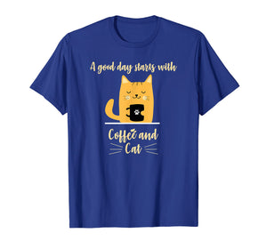 Funny shirts V-neck Tank top Hoodie sweatshirt usa uk au ca gifts for A good day starts with Coffee, Orange Cat Lover Tshirt Gifts 3725759