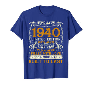 February 1940 Shirt 80 Years Old 80th Birthday Gifts T-Shirt-1285668