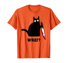 Ladda upp bild till gallerivisning, Cat What? Funny Black Cat Shirt, Murderous Cat With Knife T-Shirt 48352
