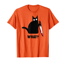 Ladda upp bild till gallerivisning, Halloween Black Cat With Bloody Knife T-Shirt 115994
