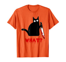 Ladda upp bild till gallerivisning, Cat What? Funny Murderous Black Cat With Knife Halloween T-Shirt 372267
