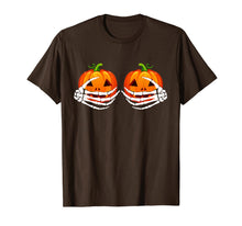 Ladda upp bild till gallerivisning, Skeleton Hands On Chest Pumpkin Boobs - Halloween costumes T-Shirt 752401
