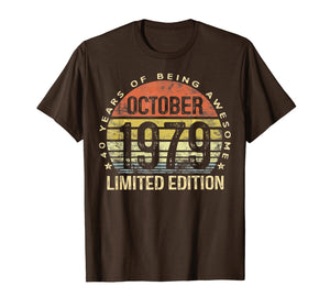 Born October 1979 Limited Edition 40th Birthday Gifts  T-Shirt 775074