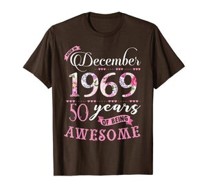 Birthday Gifts Floral Tee for Womens Born in December 1969 T-Shirt 1140919