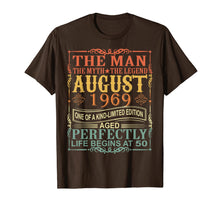 Ladda upp bild till gallerivisning, 1969 Man Myth Legend August 50th Bday Gifts 50 yrs old T-Shirt 250943
