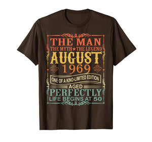 1969 Man Myth Legend August 50th Bday Gifts 50 yrs old T-Shirt 250943