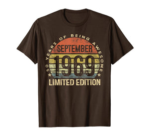Born September 1969 Limited Edition Bday Gifts 50th Birthday T-Shirt 59804