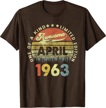Ladda upp bild till gallerivisning, 60 årspresent 60 år gammal fantastisk sedan april 1963 T shirt
