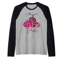 Ladda upp bild till gallerivisning, In October We Wear Pink Pumpkin Breast Cancer Halloween Raglan Baseball Tee 80797
