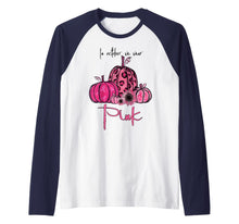 Ladda upp bild till gallerivisning, In October We Wear Pink Pumpkin Breast Cancer Halloween Raglan Baseball Tee 80797
