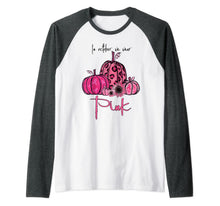 Ladda upp bild till gallerivisning, In October We Wear Pink Pumpkin Breast Cancer Halloween Raglan Baseball Tee 80797
