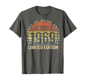 Born October 1969 Limited Edition Bday Gifts 50th Birthday T-Shirt 103186