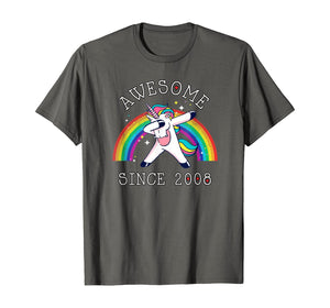 Dabbing Unicorn Birthday Girl Gifts 11 Years Old Since 2008 T-Shirt 214860
